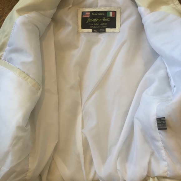 NWT | Vintage Genuine White Leather Bomber Jacket - Picture 3 of 15